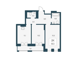 Продается 2-комнатная квартира ЖК Расцветай на Кропоткина, дом 1, 58.5  м&sup2;, 10650000 рублей