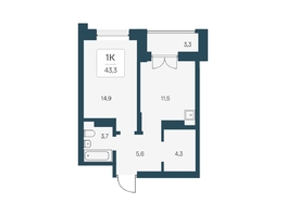 Продается 1-комнатная квартира ЖК Расцветай на Кропоткина, дом 1, 43.3  м&sup2;, 9350000 рублей