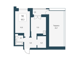 Продается 1-комнатная квартира ЖК Расцветай на Кропоткина, дом 1, 68.3  м&sup2;, 9850000 рублей