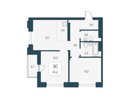 Продается 3-комнатная квартира ЖК Расцветай на Кропоткина, дом 1, 61.2  м&sup2;, 11100000 рублей