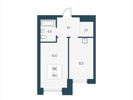 Продается 1-комнатная квартира ЖК Расцветай на Кропоткина, дом 2, 39.1  м&sup2;, 7750000 рублей