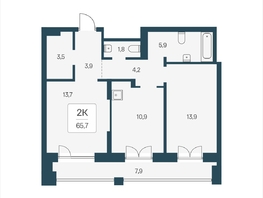 Продается 2-комнатная квартира ЖК Расцветай на Кропоткина, дом 2, 65.7  м&sup2;, 11000000 рублей