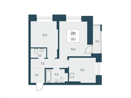 Продается 2-комнатная квартира ЖК Расцветай на Кропоткина, дом 2, 56.1  м&sup2;, 9230000 рублей