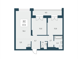 Продается 3-комнатная квартира ЖК Расцветай на Кропоткина, дом 2, 67.8  м&sup2;, 11000000 рублей