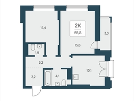 Продается 2-комнатная квартира ЖК Расцветай на Кропоткина, дом 2, 55.8  м&sup2;, 10300000 рублей