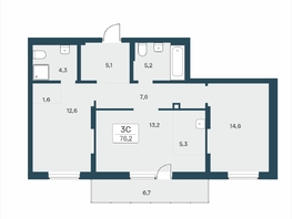 Продается 3-комнатная квартира ЖК Расцветай на Учительской, 76.2  м&sup2;, 10650000 рублей