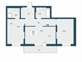 Продается 3-комнатная квартира ЖК Расцветай на Учительской, 75.7  м&sup2;, 11250000 рублей