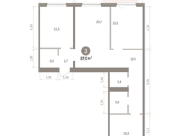 Продается 3-комнатная квартира ЖК Пшеница, дом 5.2, 87.04  м&sup2;, 12670000 рублей
