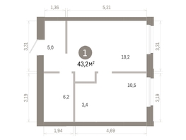 Продается 1-комнатная квартира ЖК Город на озере, 43.23  м&sup2;, 8970000 рублей