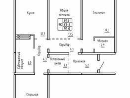 Продается 3-комнатная квартира ЖК Самоцветы, Бирюза дом 2, 91  м&sup2;, 7850000 рублей