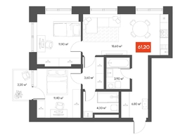 Продается 2-комнатная квартира  Квартал ЩА, 61.2  м&sup2;, 11290000 рублей