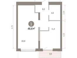 Продается 1-комнатная квартира ЖК Европейский берег, дом 46, 46.56  м&sup2;, 8620000 рублей