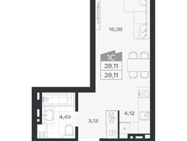 Продается Студия ЖК Ясный берег, дом 20, 28.11  м&sup2;, 5376000 рублей