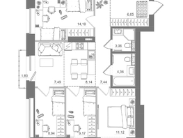 Продается 4-комнатная квартира ЖК Спектр, дом 10, 81.48  м&sup2;, 14070000 рублей