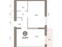 Продается 1-комнатная квартира ЖК Европейский берег, дом 46, 43.83  м&sup2;, 7590000 рублей