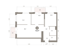 Продается 3-комнатная квартира ЖК Город на озере, 78.22  м&sup2;, 15460000 рублей