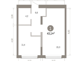 Продается 1-комнатная квартира ЖК Европейский берег, дом 46, 43.12  м&sup2;, 8090000 рублей