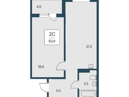 Продается 2-комнатная квартира ЖК Эко-квартал на Кедровой, д 3 сек 2, 53.7  м&sup2;, 6990000 рублей