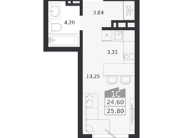 Продается Студия ЖК Ясный берег, дом 20, 25.8  м&sup2;, 4984000 рублей