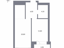 Продается 2-комнатная квартира ЖК Державина, 50, 46  м&sup2;, 11603000 рублей