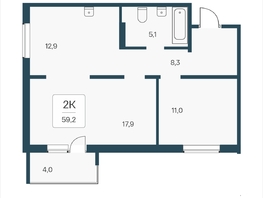 Продается 2-комнатная квартира ЖК Эко-квартал на Кедровой, д 3 сек 2, 58.9  м&sup2;, 6800000 рублей