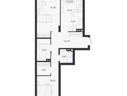 Продается 3-комнатная квартира ЖК Ясный берег, дом 19, бс 2-5, 72.05  м&sup2;, 11835000 рублей