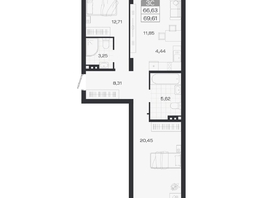Продается 3-комнатная квартира ЖК Ясный берег, дом 19, бс 2-5, 69.61  м&sup2;, 11372000 рублей