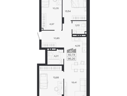 Продается 4-комнатная квартира ЖК Ясный берег, дом 19, бс 2-5, 86.26  м&sup2;, 13841000 рублей