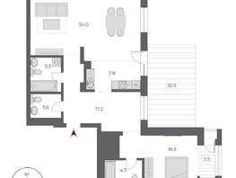 Продается 2-комнатная квартира ЖК ОСКАР, дом 2, 115  м&sup2;, 20290000 рублей