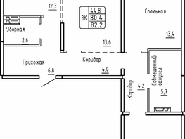 Продается 3-комнатная квартира ЖК Самоцветы, Бирюза дом 2, 82.2  м&sup2;, 9710074 рублей