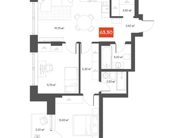 Продается 2-комнатная квартира  Квартал ЩА, 63.3  м&sup2;, 12590000 рублей