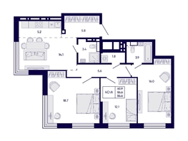 Продается 4-комнатная квартира ЖК Цитатум, 86.6  м&sup2;, 12600000 рублей