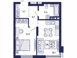 Продается 1-комнатная квартира ЖК Сила леса, корп 1, 41.7  м&sup2;, 6200000 рублей