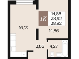 Продается 1-комнатная квартира ЖК Роза ветров, 38.92  м&sup2;, 5648400 рублей