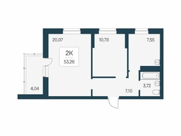 Продается 2-комнатная квартира ЖК Расцветай на Бугринской роще, 53.26  м&sup2;, 8400000 рублей