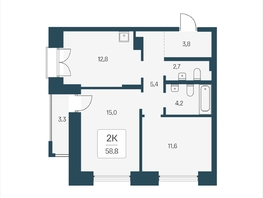 Продается 2-комнатная квартира ЖК Расцветай на Кропоткина, дом 2, 58.8  м&sup2;, 10250000 рублей