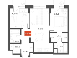 Продается 2-комнатная квартира  Квартал ЩА, 63.8  м&sup2;, 12990000 рублей