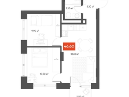 Продается 1-комнатная квартира  Квартал ЩА, 46.6  м&sup2;, 10390000 рублей