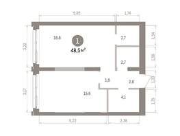 Продается 1-комнатная квартира ЖК Европейский берег, дом 32, 48.52  м&sup2;, 9230000 рублей