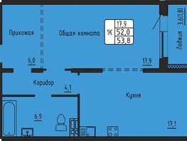 Продается 1-комнатная квартира ЖК Самоцветы, Бирюза дом 3, 53.6  м&sup2;, 6364554 рублей