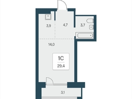 Продается Студия ЖК Расцветай на Кропоткина, дом 2, 29.4  м&sup2;, 6300000 рублей