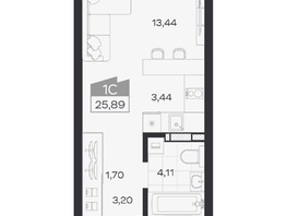 Продается Студия ЖК Квартал 54, дом 1, 25.89  м&sup2;, 4715000 рублей