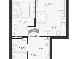 Продается 2-комнатная квартира ЖК Квартал 54, дом 1, 37.26  м&sup2;, 6468000 рублей
