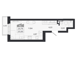 Продается Студия ЖК Квартал 54, дом 1, 23.76  м&sup2;, 4502000 рублей