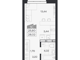 Продается Студия ЖК Квартал 54, дом 1, 25.8  м&sup2;, 4900000 рублей