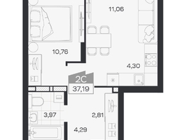 Продается 2-комнатная квартира ЖК Квартал 54, дом 1, 37.19  м&sup2;, 6631000 рублей