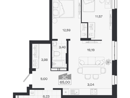Продается 3-комнатная квартира ЖК Квартал 54, дом 1, 65  м&sup2;, 9458000 рублей