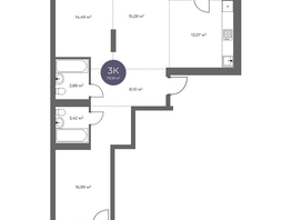 Продается 3-комнатная квартира  Квартал на Российской, дом 2, 79.18  м&sup2;, 15690000 рублей