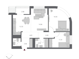 Продается 3-комнатная квартира ЖК Беринг, дом 3, 76.15  м&sup2;, 16070000 рублей