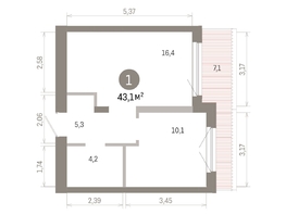 Продается 1-комнатная квартира ЖК Европейский берег, дом 46, 43.11  м&sup2;, 8950000 рублей